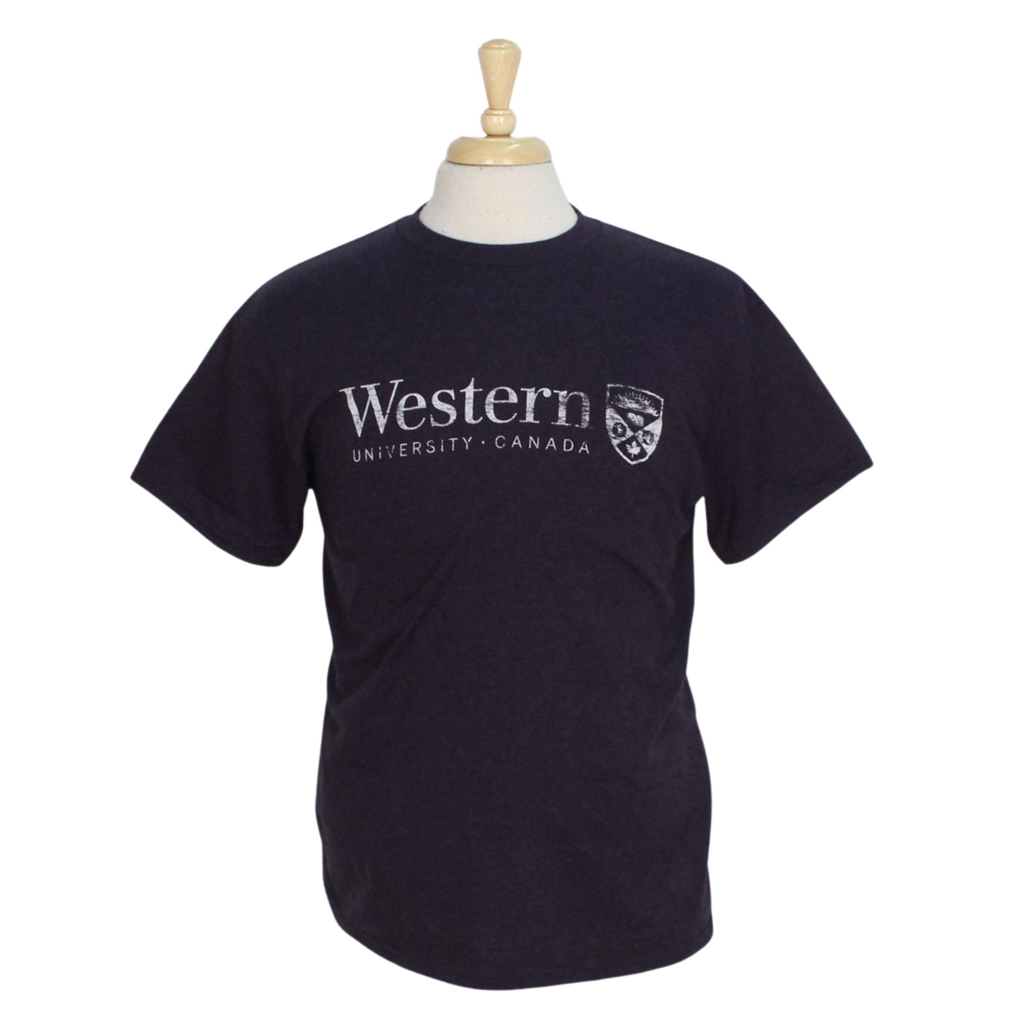 Blackberry purple tee with Western University and Crest on the front.