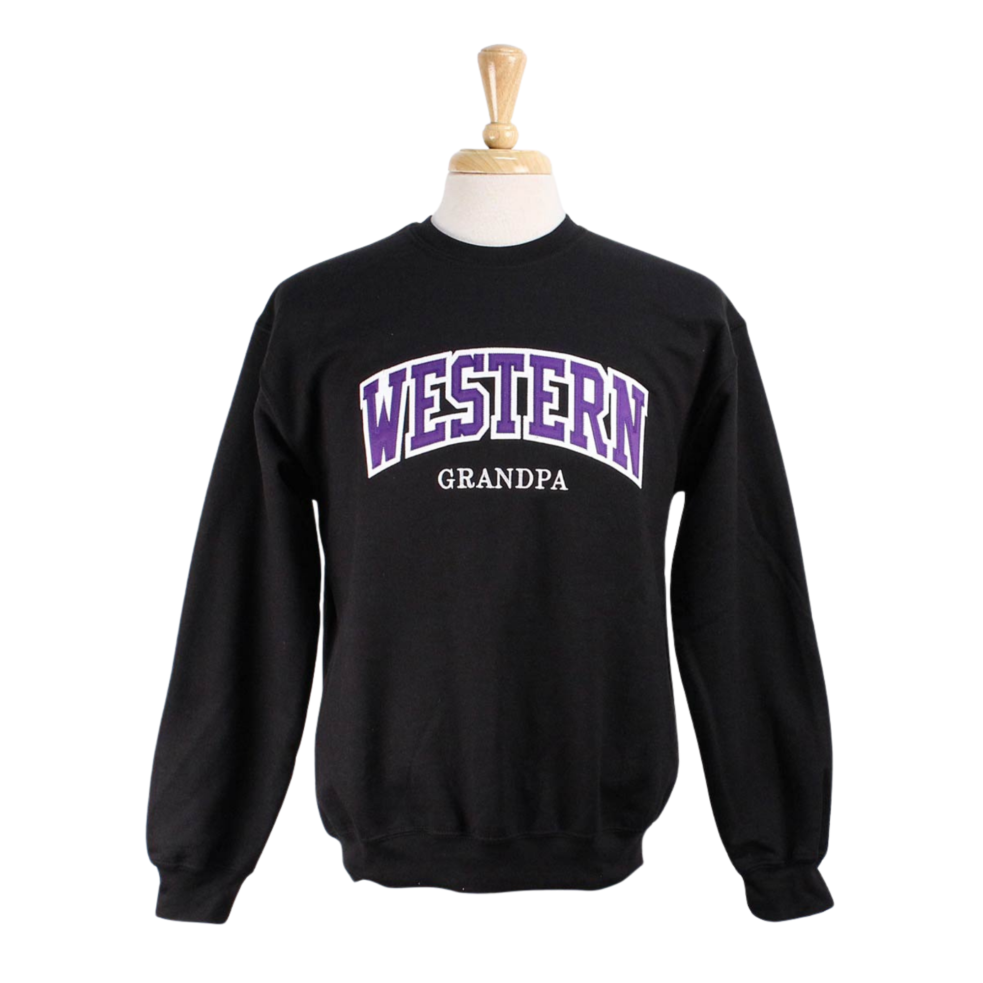 Black crew neck with Western Grandpa on the front.