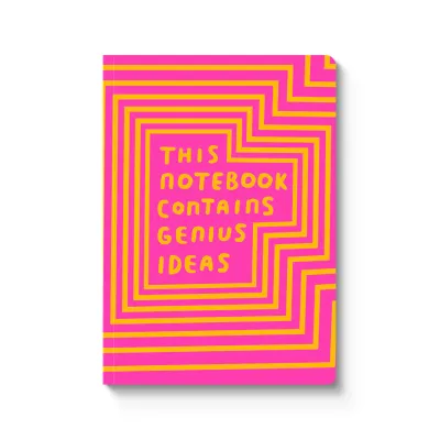 pink notebook with yellow lines