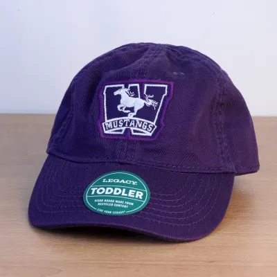 Purple ball cap with the Western Mustangs logo on the front. Toddler sizing.