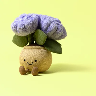 hydrangea plushie in a pot