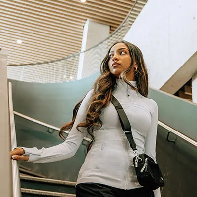 student wearing lululemon top