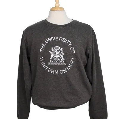graphite grey crew with vintage coat of arms