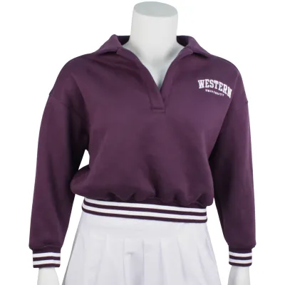 Blackberry purple V-neck sweatshirt.