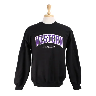 Black crew neck with Western Grandpa on the front.