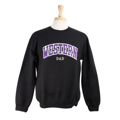 Black crew neck with Western Dad on the front.