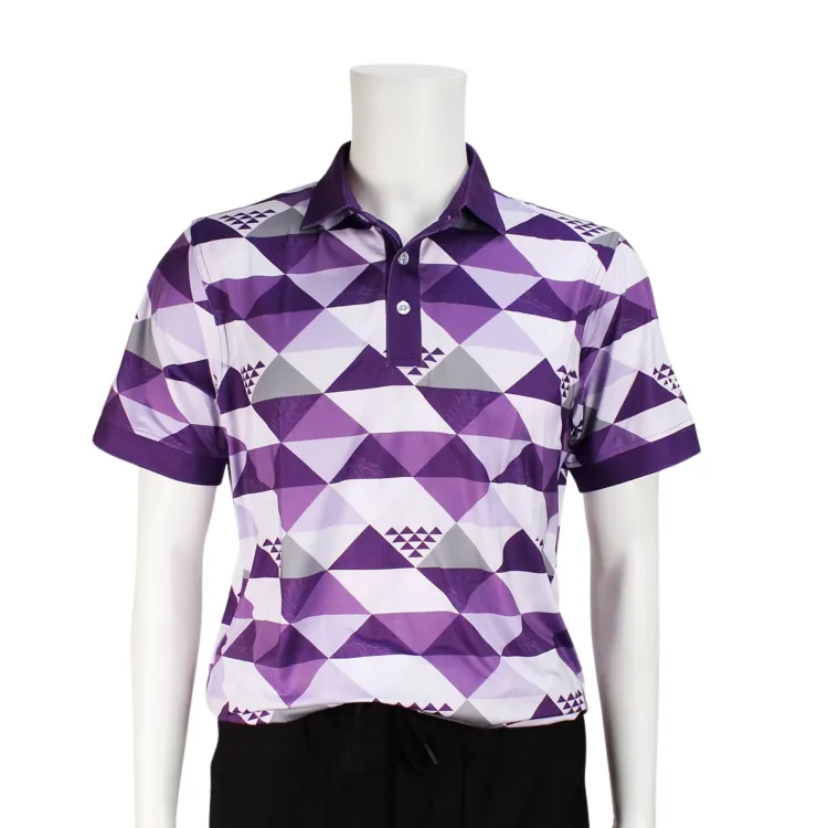 Purple prism designed polo with Western Crest on the left sleeve.