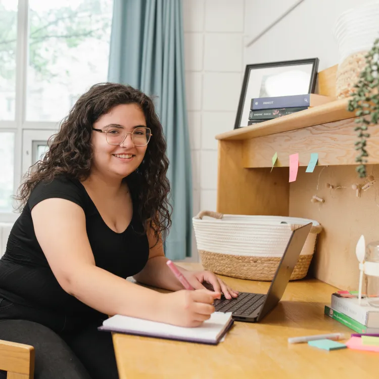 girl studying at desk